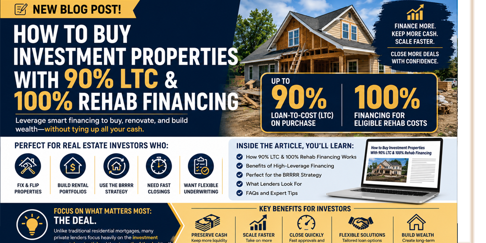 Real estate investor buying investment property with 90% LTC and 100% rehab financing