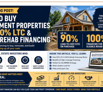 Real estate investor buying investment property with 90% LTC and 100% rehab financing